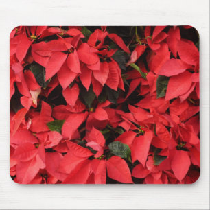 Red Poinsettias II Christmas Holiday Floral Mouse Mat
