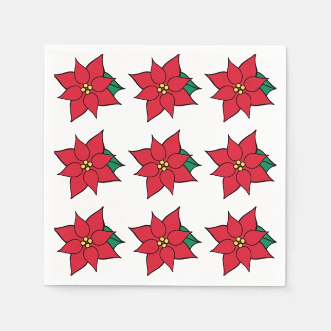 Red Poinsettias Napkins (Front)