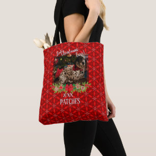 Red Poinsettias Pet Photo Best Christmas Ever Tote Bag