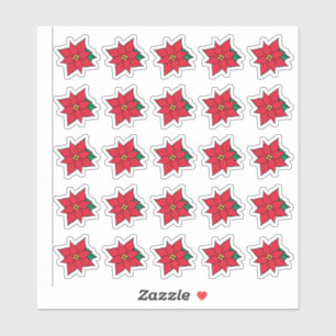 Red Poinsettias Stickers 