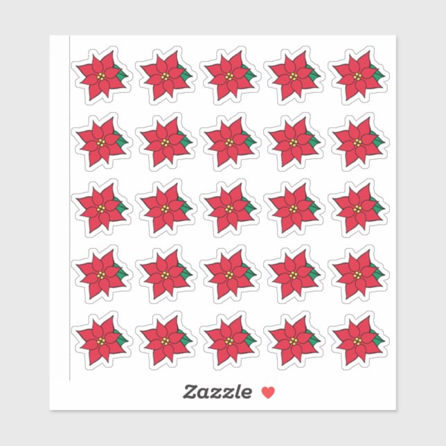 Red Poinsettias Stickers  (Sheet)