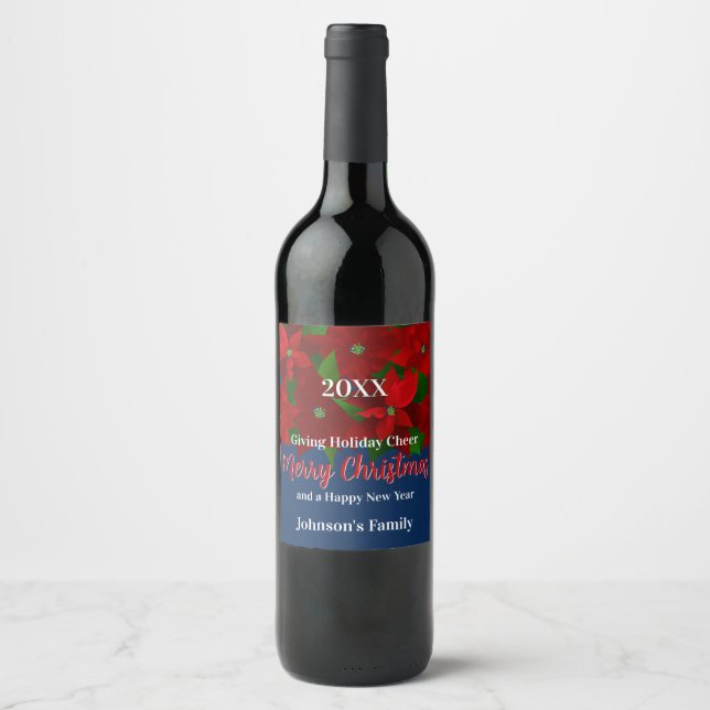 Red Poinsettias Wine Label (Front)