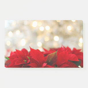 Red Poinsettias with Golden Bokeh Christmas Post-it Notes