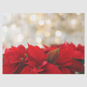 Red Poinsettias with Shimmering Golden Lights Tissue Paper