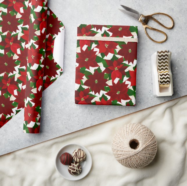 Red Poinsettias Wrapping Paper (Crafts)