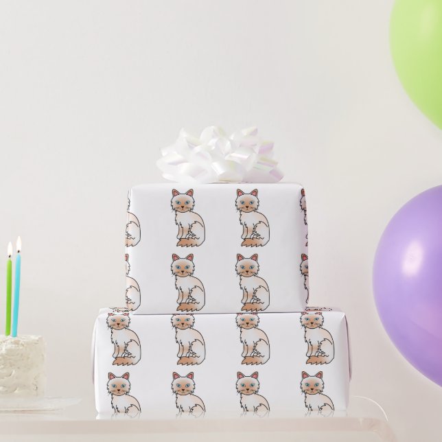 Red Point Birman / Ragdoll Cute Cat Pattern Wrapping Paper (Party Gifts)