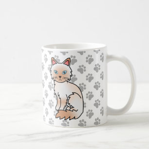 Red Point Birman / Ragdoll Cute Cat & Paws Coffee Mug