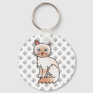 Red Point Birman / Ragdoll Cute Cat & Paws Key Ring
