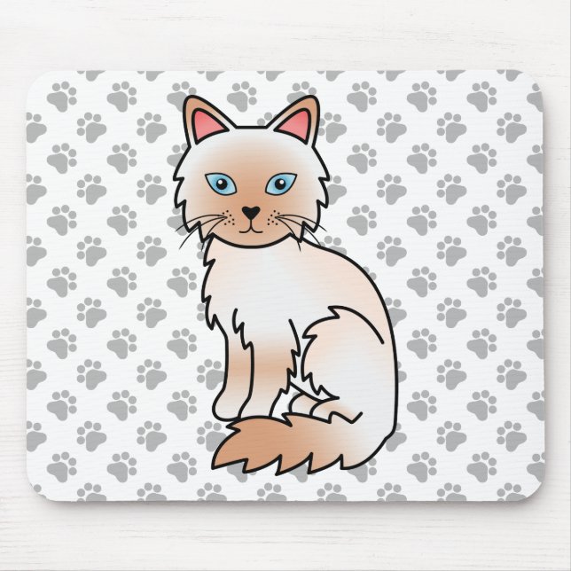 Red Point Birman / Ragdoll Cute Cat & Paws Mouse Mat (Front)