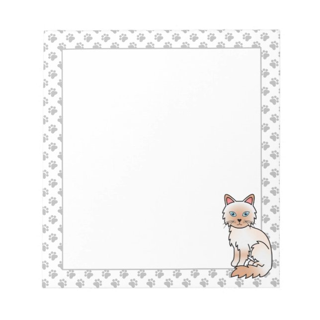 Red Point Birman / Ragdoll Cute Cat & Paws Notepad (Front)