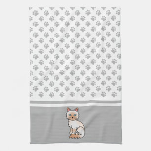 Red Point Birman / Ragdoll Cute Cat & Paws Tea Towel
