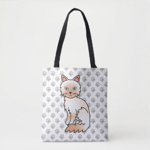 Red Point Birman / Ragdoll Cute Cat & Paws Tote Bag