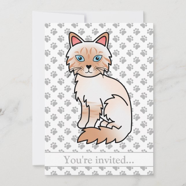 Red Point Tabby Birman/Ragdoll Cat Birthday Party Invitation (Front)