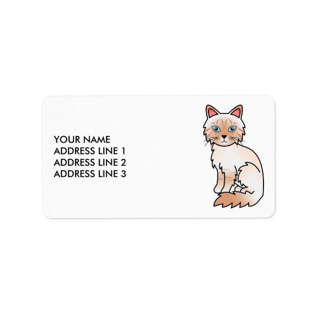 Red Point Tabby Birman/Ragdoll Cat & Custom Text Label (Front)