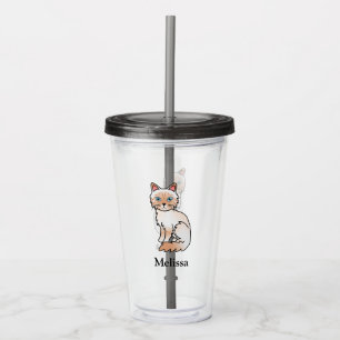 Red Point Tabby Birman / Ragdoll Cute Cat & Name Acrylic Tumbler