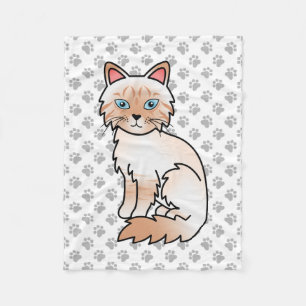 Red Point Tabby Birman / Ragdoll Cute Cat & Paws Fleece Blanket