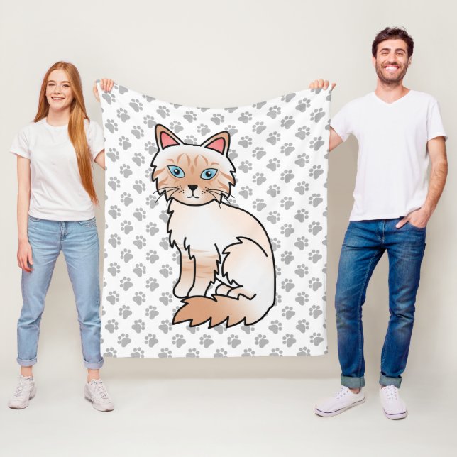 Red Point Tabby Birman / Ragdoll Cute Cat & Paws Fleece Blanket (In Situ)