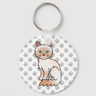 Red Point Tabby Birman / Ragdoll Cute Cat & Paws Key Ring