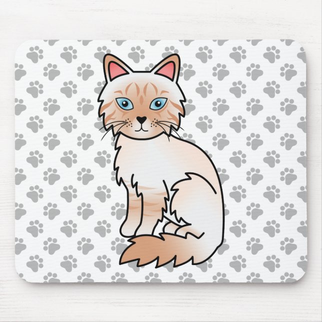 Red Point Tabby Birman / Ragdoll Cute Cat & Paws Mouse Mat (Front)