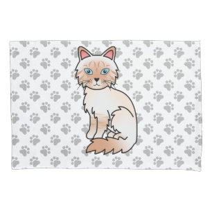 Red Point Tabby Birman / Ragdoll Cute Cat & Paws Pillowcase
