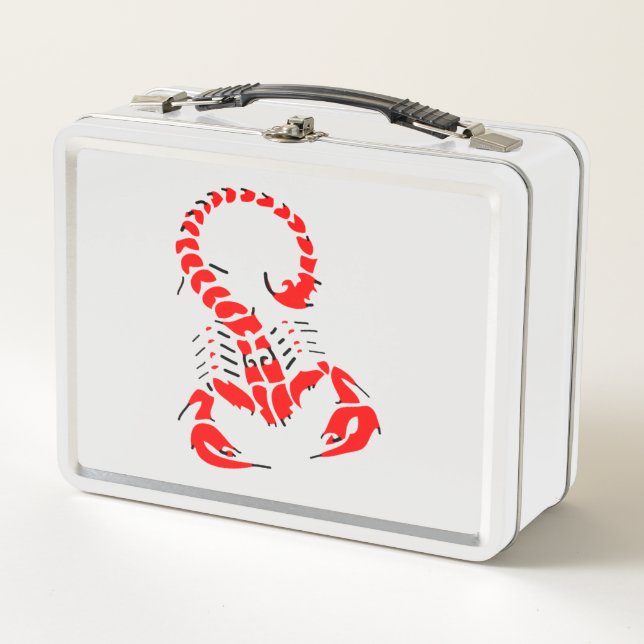 Red poisonous scorpion very venomous insect metal lunch box (Front)