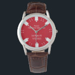 Red Poker Chip Casino Themed Best Man Gift  Watch<br><div class="desc">Las Vegas casino gambling themed wedding best man / groomsman gift watch done in a red and white poker chip looking dial face.  Personalise all the text fields  to suit your  wedding needs.  Matching products are available.</div>