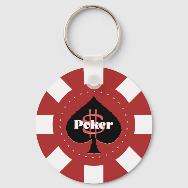 Red Poker Chip Keychain (Front)