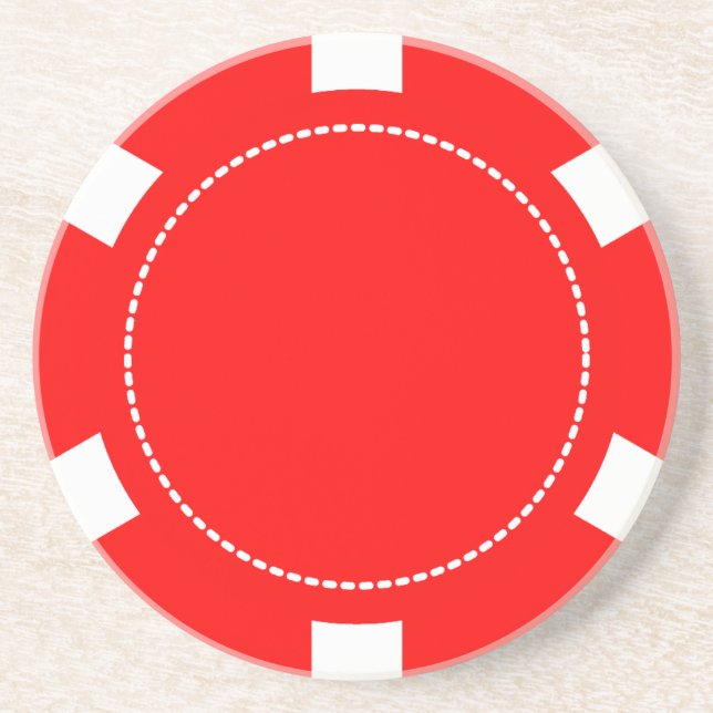 Red Poker Chip Sandstone Coaster (Front)