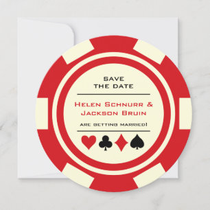 Red Poker Chip Vegas Casino Wedding Save The Date