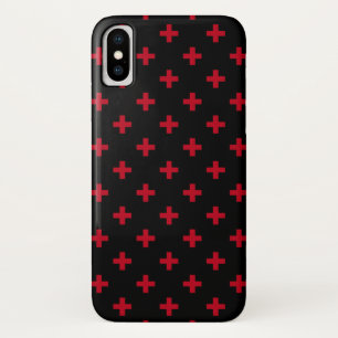 Red polka crosses on black iPhone x case