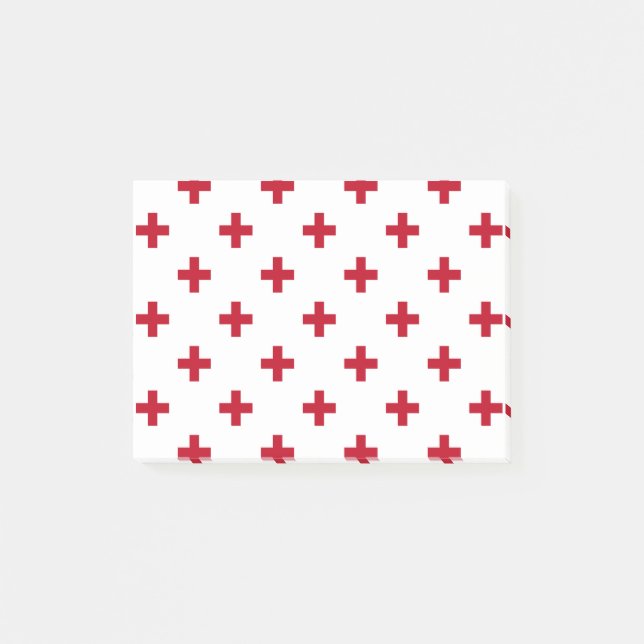 Red polka crosses on white post-it notes (Front)