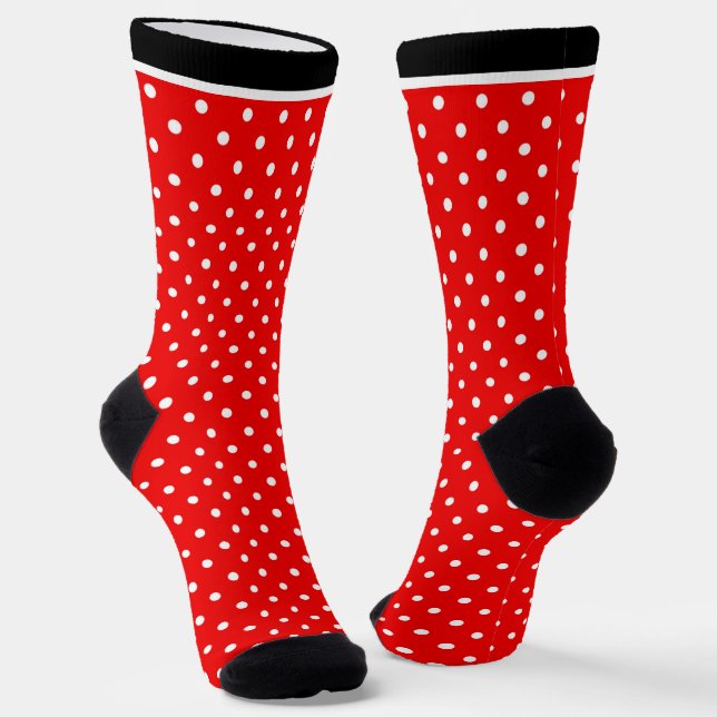 Red polka do socks (Angled)