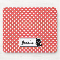 Red Polka Dot and Black Cat Personalised