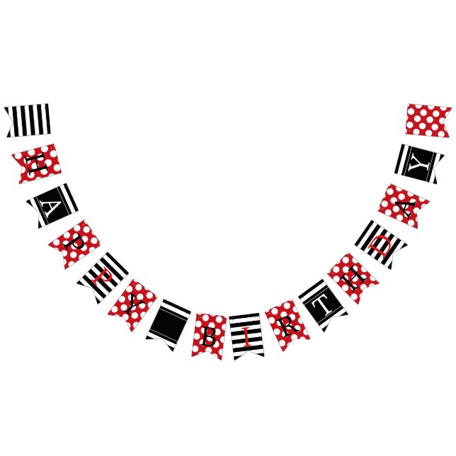 Red Polka Dot and Black Striped Bunting Flag (All)