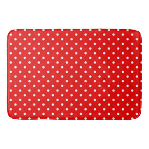 Red polka dot bath mat