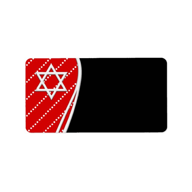 Red Polka Dot Black Star of David Label (Front)