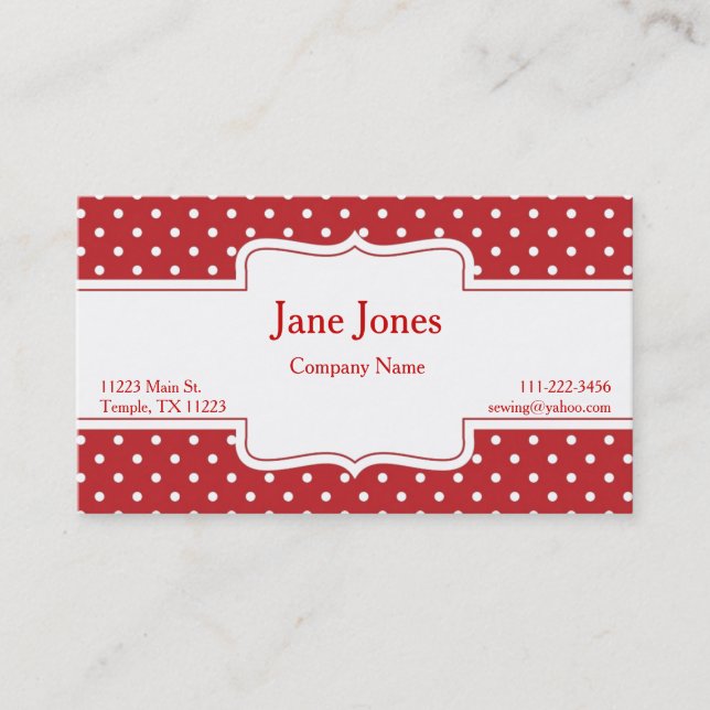 Red Polka Dot Business Card (Front)