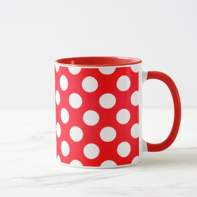 Red Polka Dot Cup Customise Coffee Mug (Right)