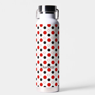 Red Polka dot Custom Name  Water Bottle