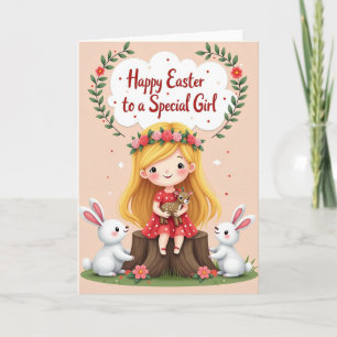 Red Polka Dot Dress Girl Card