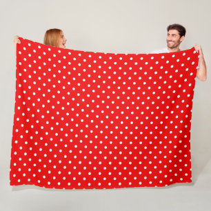Red polka dot fleece blanket
