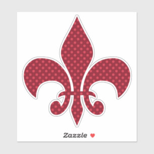 Red Polka Dot Fleur De Lis Sticker