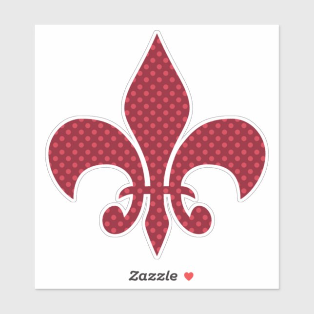 Red Polka Dot Fleur De Lis Sticker (Sheet)