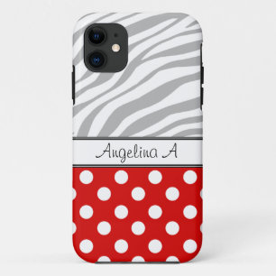 Red Polka Dot Light Zebra Print iPhone 5 Case