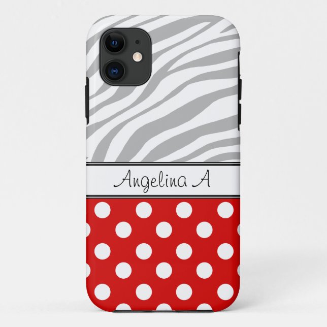 Red Polka Dot Light Zebra Print iPhone 5 Case (Back)