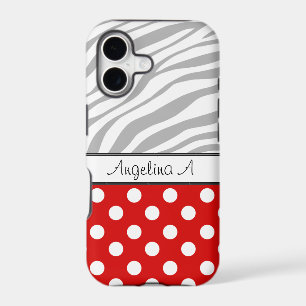 Red Polka Dot Light Zebra Print iPhone 5 Case