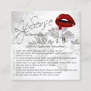 Red Polka Dot Lips Application Instructions Square Business Card