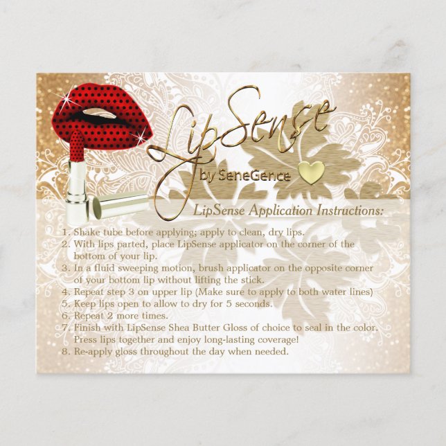 Red Polka Dot Lips Instruction Flyer - Gold (Front)