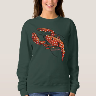 Red Polka Dot Lobster with Name Sweatshirt