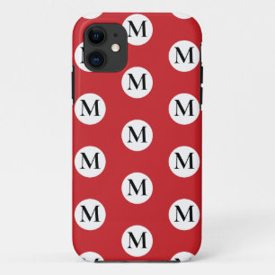 Red Polka Dot Monogram iPhone 11 Case